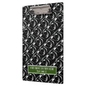 クラシック白黒:抽象芸術花模様 クリップボード (左)