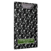 クラシック白黒:抽象芸術花模様 クリップボード (右)