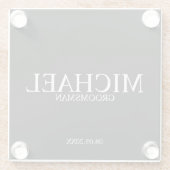 クラシック白黒groomsmenパーソナライズされた ガラスコースター (裏面)