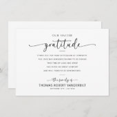 クラシック白・黒ミニマル葬式 サンキューカード (正面/裏面)