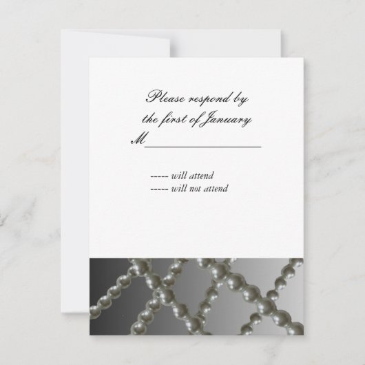 クラシック真珠の返信カード 出欠カード (正面)