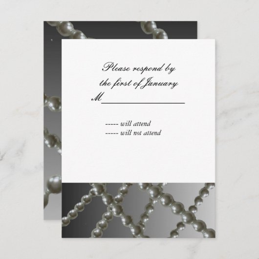 クラシック真珠の返信カード 出欠カード (正面/裏面)