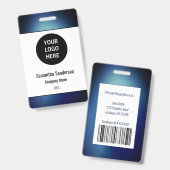 クラシック社員ID会社ロゴバーコード バッジ (表裏)