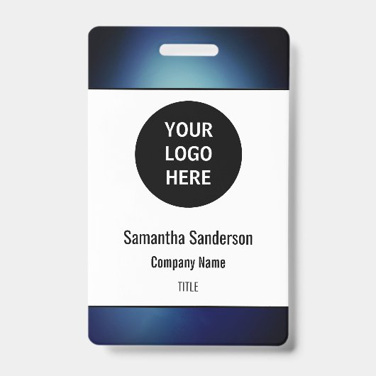 クラシック社員ID会社ロゴバーコード バッジ (表面)