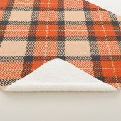 クラシック秋かぼちゃオレンジ茶色タータンチェック模様 シェルパブランケット (3/4)