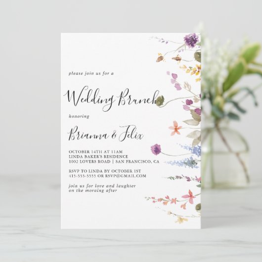 クラシック秋カラフルワイルドフローラ結婚ズブランチ 招待状 (スタンド正面)