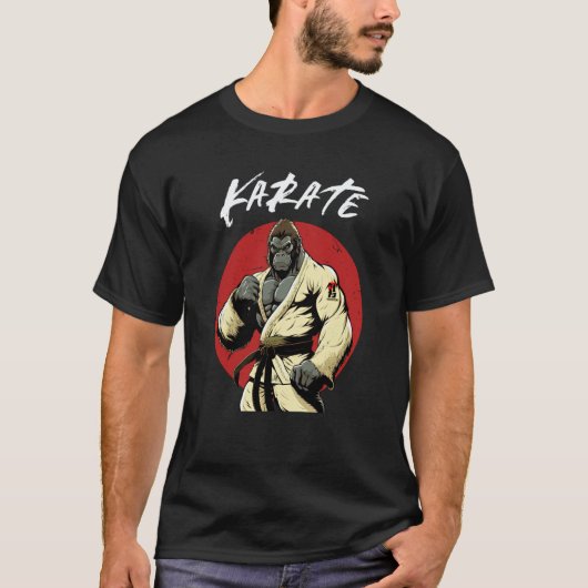 クラシック空手ゴリラ空手家少年少女空手 Tシャツ (正面)