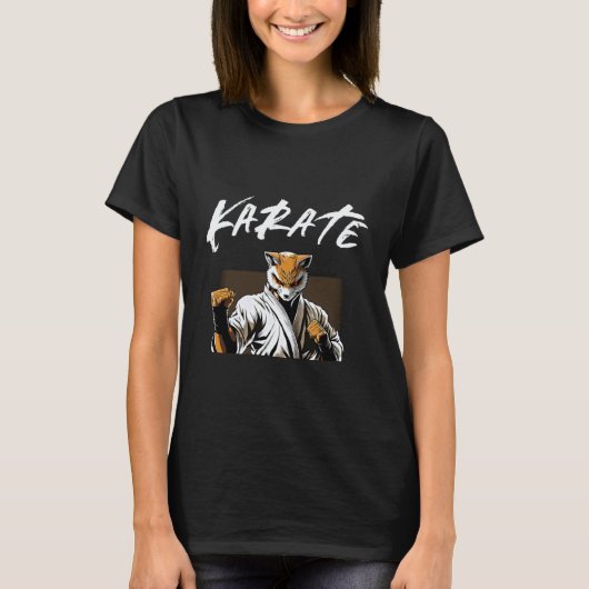 クラシック空手家空手のキツネ Tシャツ (正面)
