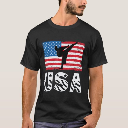 クラシック空手 アメリカ国旗 4th July USA Tシャツ (正面)