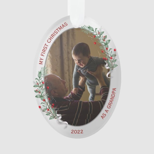クラシック第生まれたばかりの1回クリスマスおじいちゃん オーナメント (正面)