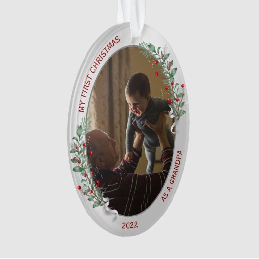 クラシック第生まれたばかりの1回クリスマスおじいちゃん オーナメント (正面)