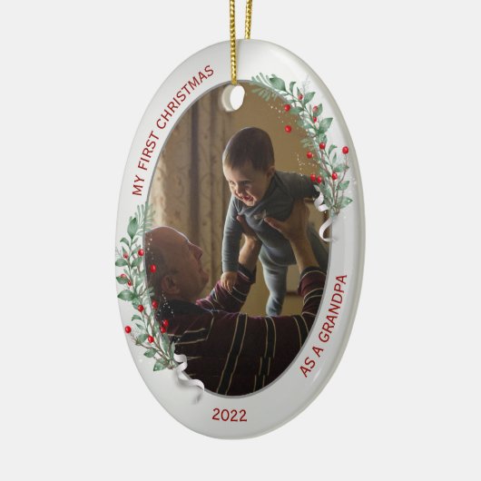 クラシック第生まれたばかりの1回クリスマスおじいちゃん セラミックオーナメント (左)