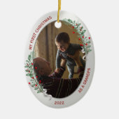 クラシック第生まれたばかりの1回クリスマスおじいちゃん セラミックオーナメント (正面)