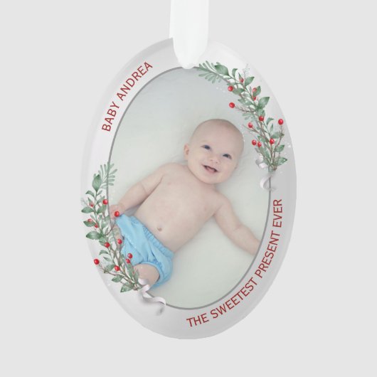 クラシック第生まれたばかりの1回クリスマスおばあちゃん オーナメント (裏面)