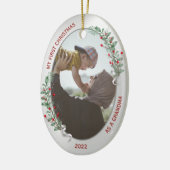クラシック第生まれたばかりの1回クリスマスおばあちゃん セラミックオーナメント (左)