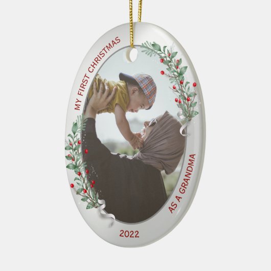 クラシック第生まれたばかりの1回クリスマスおばあちゃん セラミックオーナメント (左)