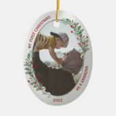 クラシック第生まれたばかりの1回クリスマスおばあちゃん セラミックオーナメント (正面)