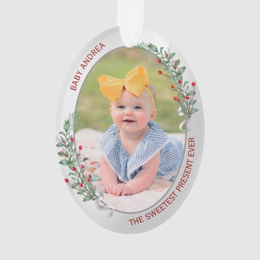 クラシック第生まれたばかりの1回クリスマス祖父母 オーナメント (裏面)