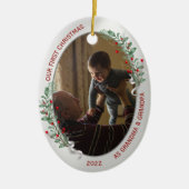 クラシック第生まれたばかりの1回クリスマス祖父母 セラミックオーナメント (正面)