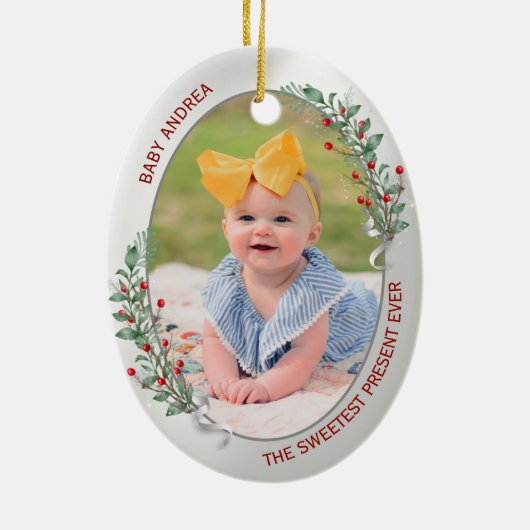 クラシック第生まれたばかりの1回クリスマス祖父母 セラミックオーナメント (裏面)