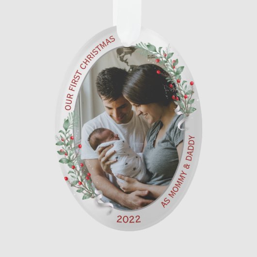 クラシック第生まれたばかりの1期クリスマスプラントシルバーフレーム オーナメント (正面)