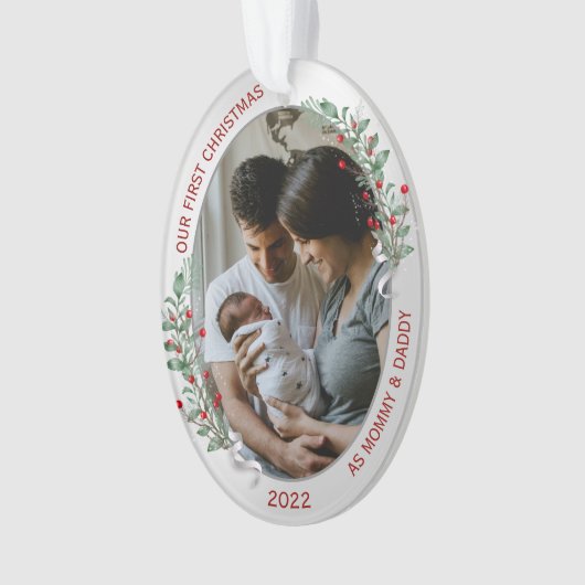 クラシック第生まれたばかりの1期クリスマスプラントシルバーフレーム オーナメント (正面)