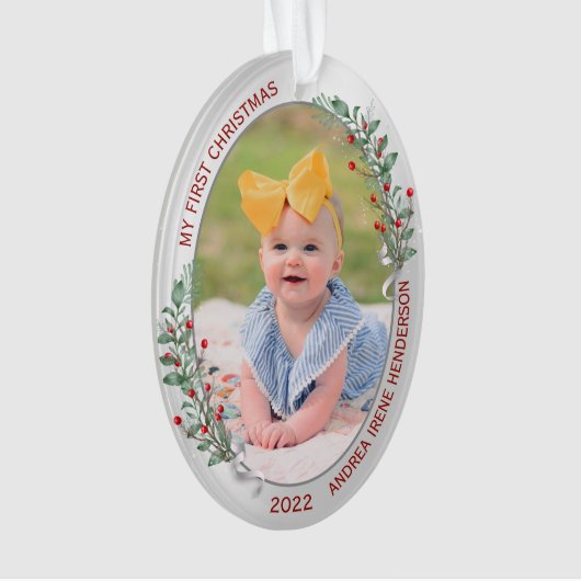 クラシック第生まれたばかりの1期クリスマスプラントシルバーフレーム オーナメント (正面)