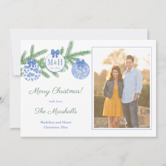 クラシック第1結婚した回クリスマス新婚写真 シーズンカード (正面)