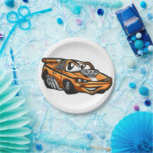 クラシック筋車の漫画 – バックカラーを選択 ペーパープレート (パーティー)