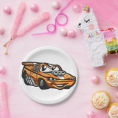 クラシック筋車の漫画 – バックカラーを選択 ペーパープレート (パーティー)