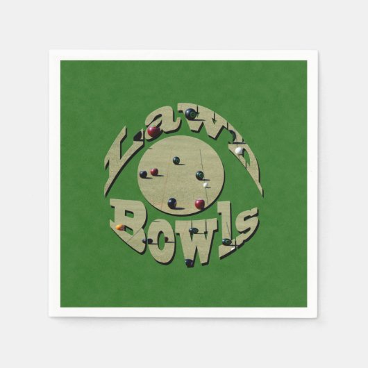 クラシック精度：円形ローンボウルのロゴ スタンダードカクテルナプキン (正面)