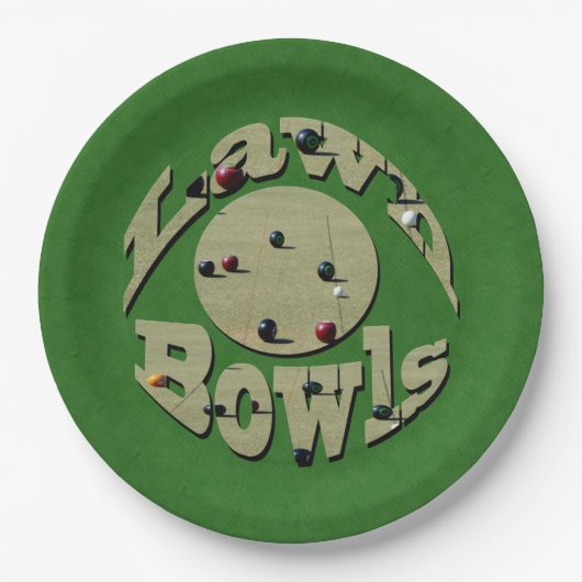 クラシック精度：円形ローンボウルのロゴ ペーパープレート (正面)