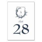 クラシック紋ネイビーブルーモノグラム座席表 テーブルナンバー (正面)