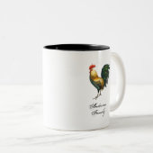 クラシック素朴の鶏の姓パーソナライズされた ツートーンマグカップ (正面右)