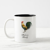 クラシック素朴の鶏の姓パーソナライズされた ツートーンマグカップ (左)