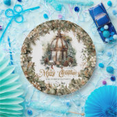 クラシック素朴グリーンと金ゴールドクリスマスランタン ペーパープレート (パーティー)