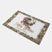 クラシック素朴セージ緑のクリスマストナカイ ドアマット (アングル)