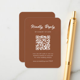 クラシック素朴テラコッタQRコードウェディングRSVP エンクロージャーカード