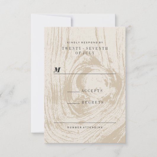 クラシック素朴モダン木目秋の結婚式 出欠カード (正面)