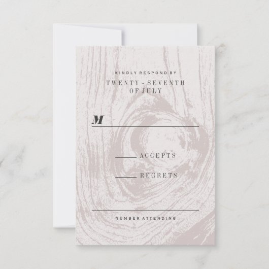 クラシック素朴モダン木目秋結婚の 出欠カード (正面)