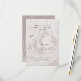 クラシック素朴モダン木目秋結婚の 出欠カード