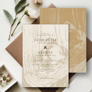 クラシック素朴モダンWoodgrain結婚 Autumn's 招待状