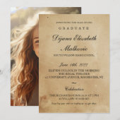 クラシック素朴卒業 招待状 (正面/裏面)