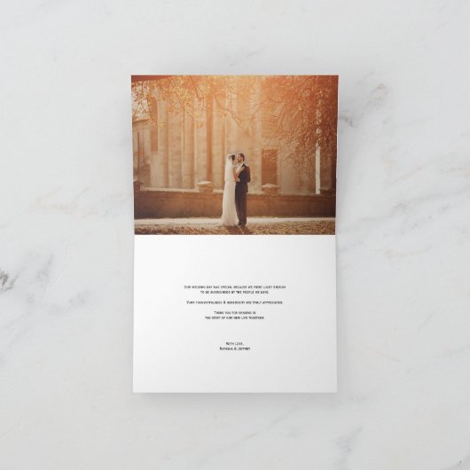 クラシック素朴木目の質冬の結婚式 サンキューカード (内部)