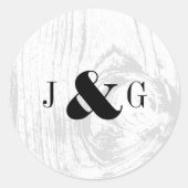 クラシック素朴木目白冬の結婚式 ラウンドシール (正面)