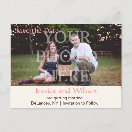 クラシック素朴結婚の 案内ポストカード (正面)