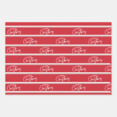 クラシック素朴赤と緑のプライドのストライプクリスマス ラッピングペーパーシート (正面2)