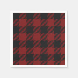 クラシック素朴赤バッファロープレイド |国の確認 スタンダードカクテルナプキン