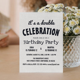 クラシック素朴Double Birthday Party 招待状