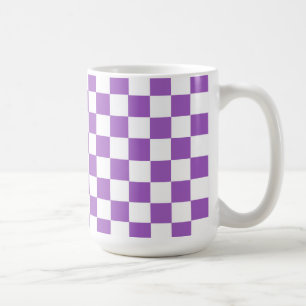 クラシック紫と白のパタ市松模様にーン コーヒーマグカップ